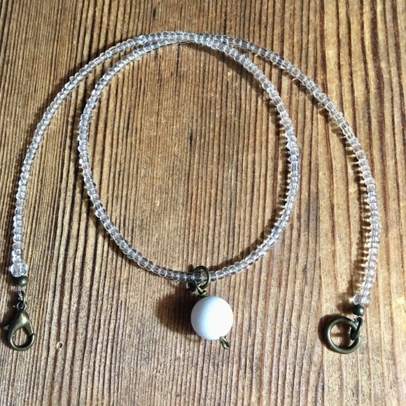 Crystal Clear Beaded Ladies Necklace, Handmade Ladies Necklace,  Beaded Necklace - Picture 3 of 4